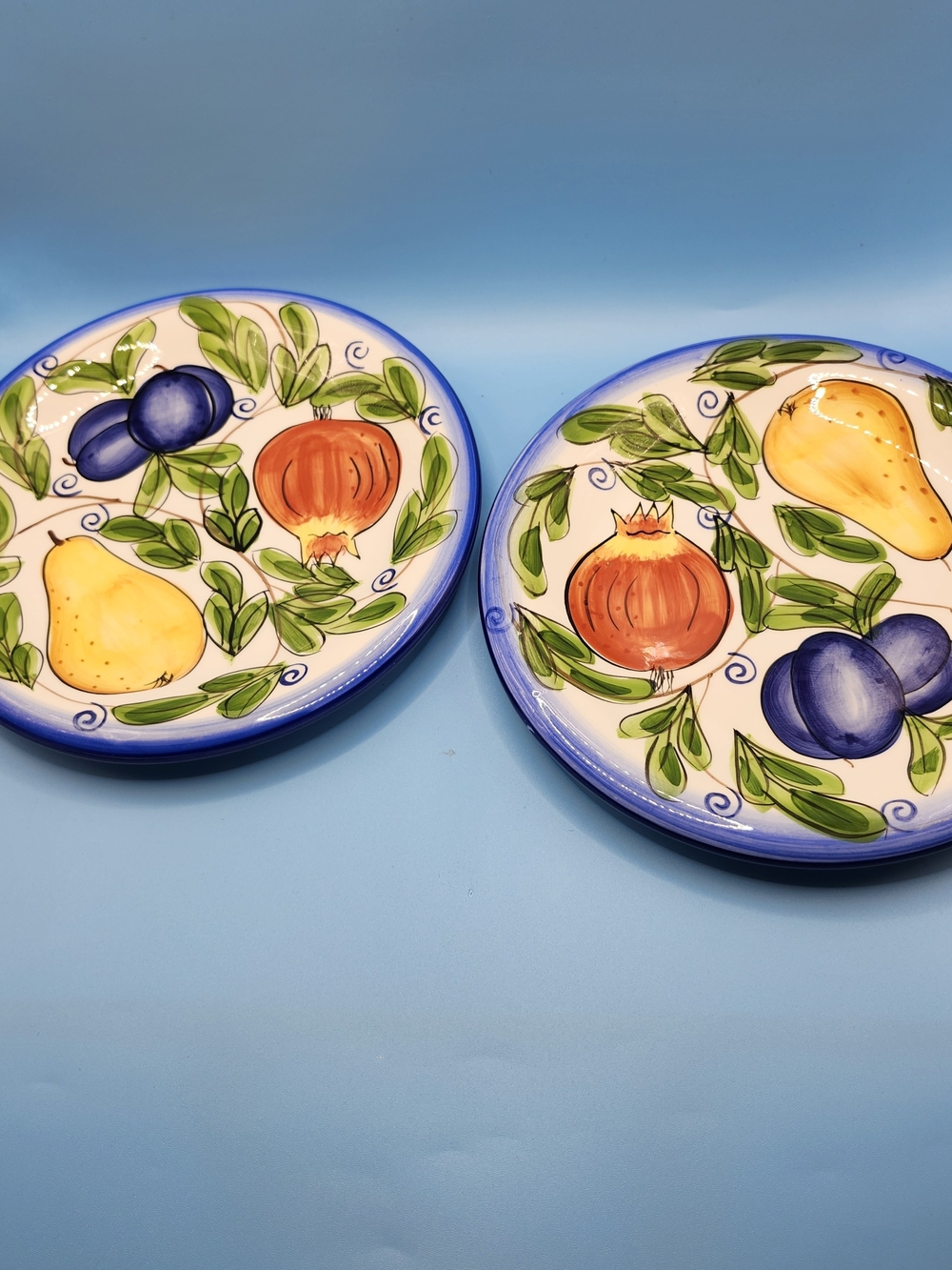 hand-painted 8" ceramic plates discontinued Amalfi pattern by The Zrike Company.